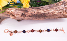 Carnelian, Tiger Eye and High Quality Lapis Lazuli Copper & Gemstone Link Bracelet