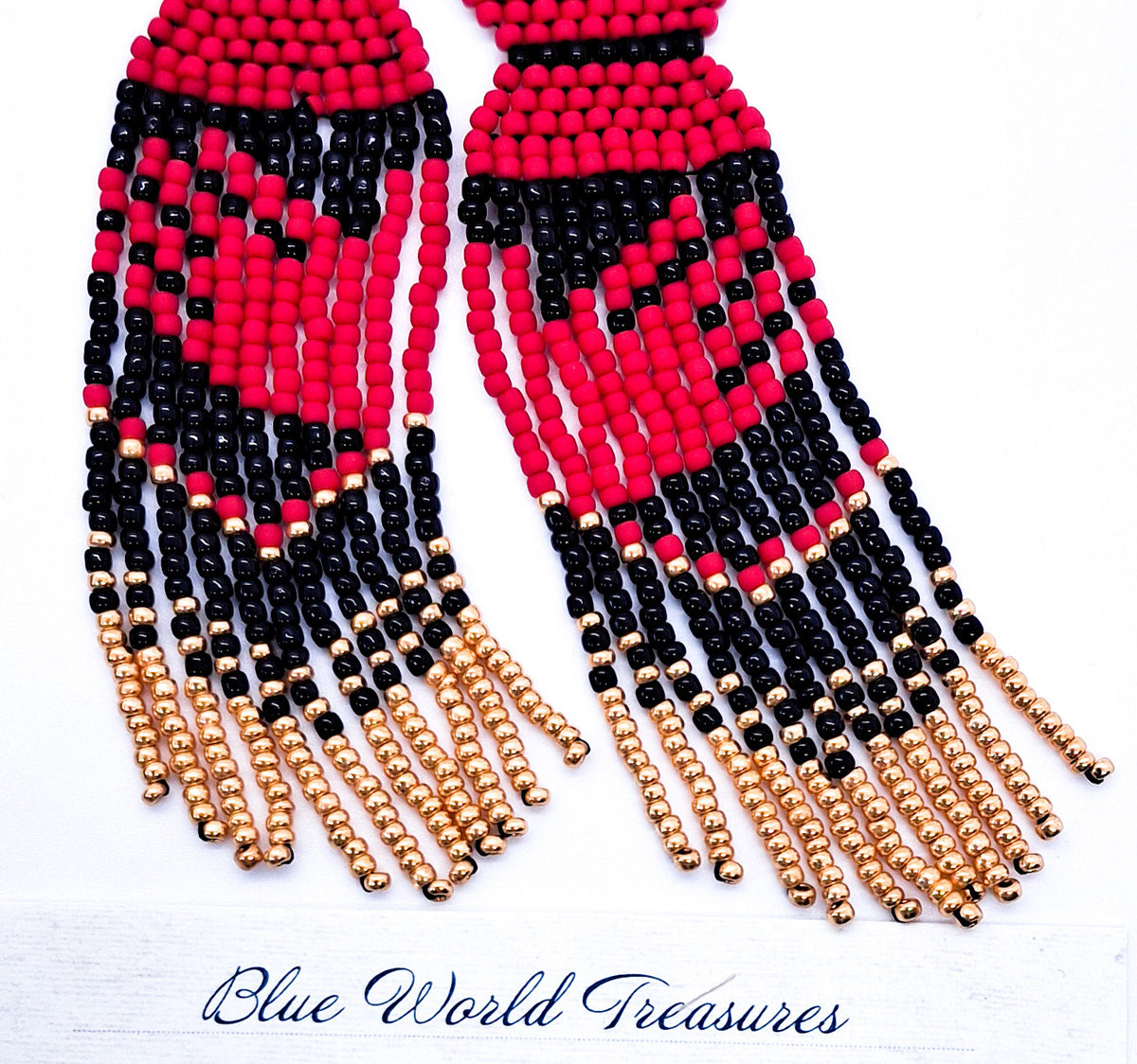MMIWG2S+ Red Dress Earring Seed Bead Pattern