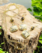 Handcrafted Haida-Inspired Eagle Pendant & Earring Set with Tiger's Eye - Native Tribal Totem Jewelry