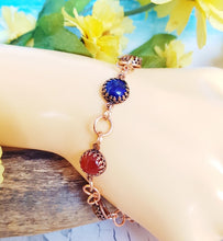 Carnelian, Tiger Eye and High Quality Lapis Lazuli Copper & Gemstone Link Bracelet