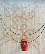Handcrafted Skull Lava Stone Pendant Necklace for Halloween and Day of the Dead
