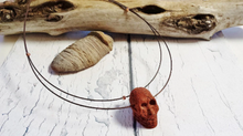 Handcrafted Skull Lava Stone Pendant Necklace for Halloween and Day of the Dead