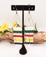 Hudson Bay Blanket Inspired Seed Bead Earrings: Native American Cottagecore Handmade Gift