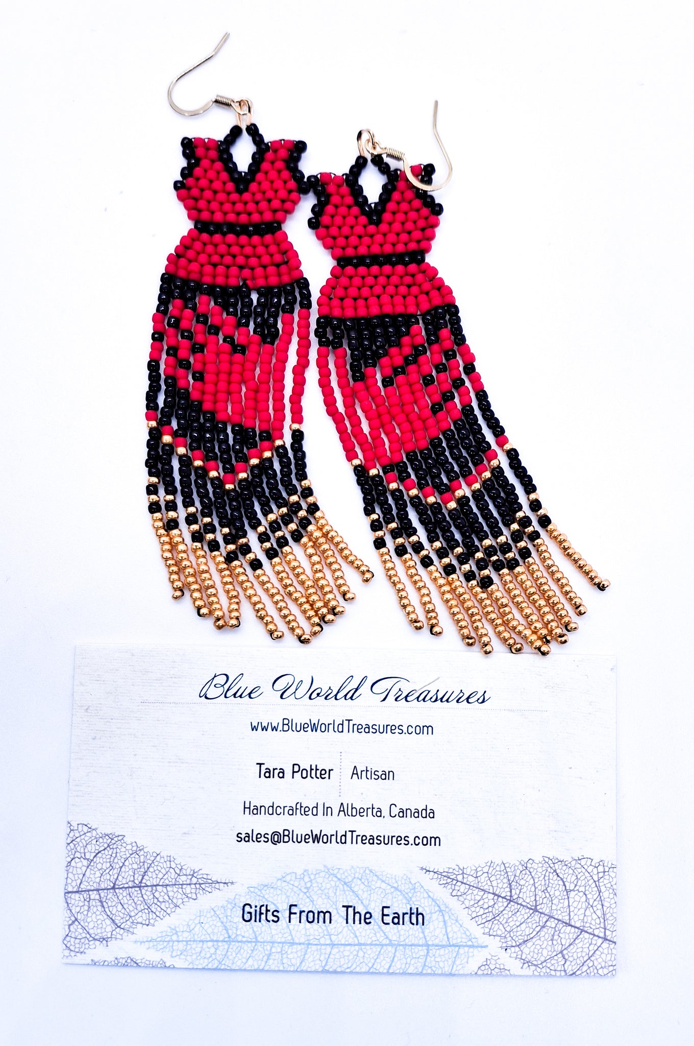 MMIWG2S+ Red Dress Earring Seed Bead Pattern - No More Stolen Sisters Blue World Treasures MMIWG2S+ Red Dress Earring Seed Bead Pattern - No More Stolen Sisters Blue World Treasures