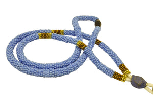 Sea Turtle Totem Beaded Lanyard: Native American Inspired ID Holder in Blue, Copper & Gold