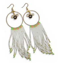 Buzzing Beauty: Beaded Hoop Earrings with Fringe