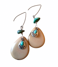 Unique Handmade Southwestern Earrings: Faux Antler & Turquoise