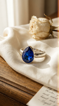 Sapphire Crystal Adjustable Sterling Silver Promise Ring - September Birthstone Ring