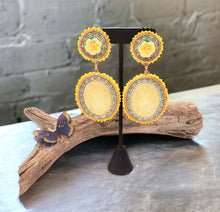 Native American Beaded Earrings ~ Unique Handmade Statement Earrings ~ Flower Stud Earrings with Seed Bead Earring Drops