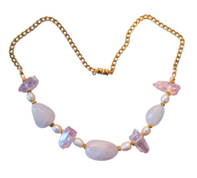 Ethereal Angel Aura & Rose Quartz Statement Necklace - Handcrafted Gemstone Jewelry Gift for Her