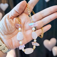 Ethereal Angel Aura & Rose Quartz Statement Necklace - Handcrafted Gemstone Jewelry Gift for Her