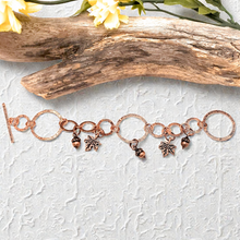 Charming Copper: Autumn Leaf Bracelet with Toggle Clasp