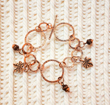 Charming Copper: Autumn Leaf Bracelet with Toggle Clasp