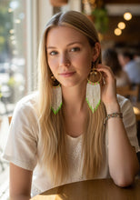 Buzzing Beauty: Beaded Hoop Earrings with Fringe
