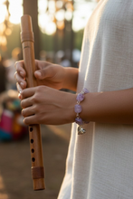 Pulsera de amatista, joyería envuelta en alambre de cobre bohemio grueso