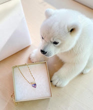 Shimmering Polar Bear Pendant with Crystal Heart