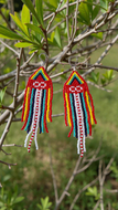 Metis Sash Canadian Indigenous Seed Beaded Fringe Earrings - Hook, Stud & Clip-on Available