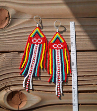 Metis Sash Canadian Indigenous Seed Beaded Fringe Earrings - Hook, Stud & Clip-on Available