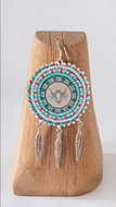 Native American Buffalo Beadwork Earrings - Pastel Floral
