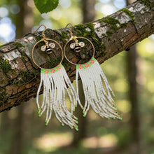 Buzzing Beauty: Beaded Hoop Earrings with Fringe
