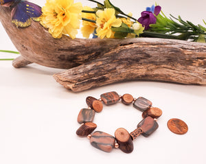 Earth Inspired Copper, Stone & Wooden Stretch Bracelets