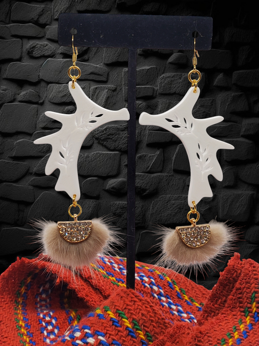 3D Printed Earrings ~ Moose Antler Indigenous Earrings