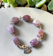 Pulsera de amatista, joyería envuelta en alambre de cobre bohemio grueso