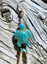 Handmade Porcupine Quill Earrings with Turtle Charm