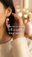 Quirky Black Cat Seed Bead Hoop Earrings - Handcrafted Valentine's Gift for Cat Lovers
