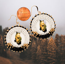 Owl Earrings ~ Handmade Beaded Indigenous Earrings ~ Seed Bead Native Made Earrings ~ Stud, Clip On, or Drop Statement Earrings