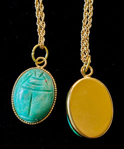 Scarab Egyptian Jewelry ~ Entomology Dainty Necklace ~ Gold & Gemstone Necklace ~ Turquoise Birthstone Jewelry ~ Unique Amulet