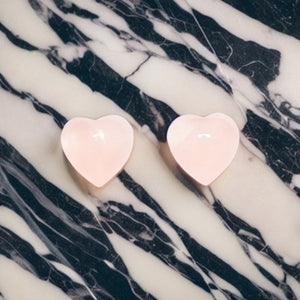 Pendientes de botón de cuarzo rosa ~ Joyas de piedras preciosas delicadas y minimalistas