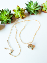 Embrace Nature: Gold & Green Jade Acorn Necklace