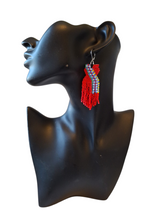 MMIWG Beaded Earrings ~ Handmade Red Dress Fringe in First Nations, Metis and Inuit Style