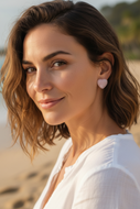Pendientes de botón de cuarzo rosa ~ Joyas de piedras preciosas delicadas y minimalistas