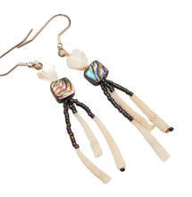 Pendientes de concha de Paua ~ Pendientes playeros únicos con concha de abulón, nácar y dentalium