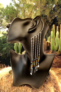 Ear Cuff ~ Native American Jewelry ~ Silver Ear Cuff No Piercing ~ Summer Jewelry, Tribal Jewelry, Festival Jewelry, Rainbow Ear Cuff