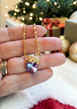 Shimmering Polar Bear Pendant with Crystal Heart