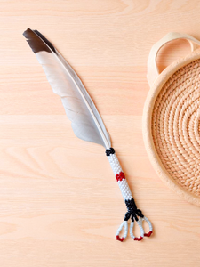 Indigenous Smudge Set: Sage & Unique Beaded Fan