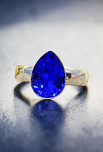 Sapphire Crystal Adjustable Sterling Silver Promise Ring - September Birthstone Ring