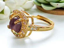 Chic Amethyst Ring: Adjustable & Gold-Plated Treasure