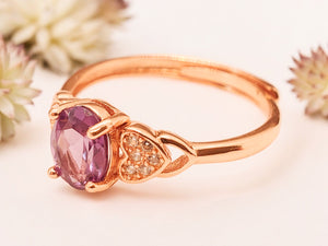 Alexandrite Promise Ring ~ Dainty Rose Gold Adjustable Engagement Ring