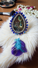 Long Dangle Beaded Earrings: Vibrant Peacock Feather Design