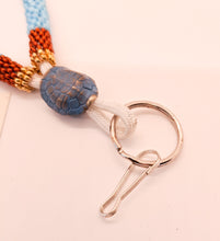Sea Turtle Totem Beaded Lanyard: Native American Inspired ID Holder in Blue, Copper & Gold