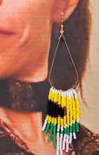 Sunflower Earrings ~ Native Beadwork ~ Fringe Seed Bead Teardrop Statement Earrings