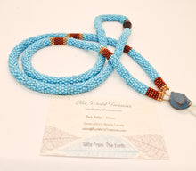 Sea Turtle Totem Beaded Lanyard: Native American Inspired ID Holder in Blue, Copper & Gold