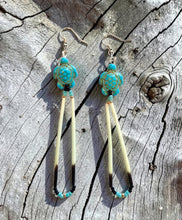 Handmade Porcupine Quill Earrings with Turtle Charm