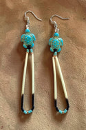 Handmade Porcupine Quill Earrings with Turtle Charm