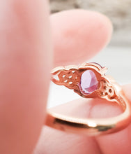 Alexandrite Promise Ring ~ Dainty Rose Gold Adjustable Engagement Ring