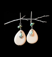 Unique Handmade Southwestern Earrings: Faux Antler & Turquoise